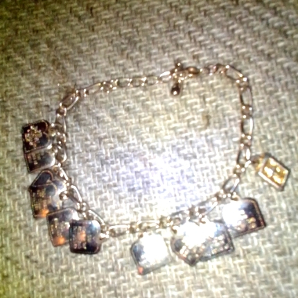 Elegant Silver Charm Bracelet Vintage W The Ten Commandments On It